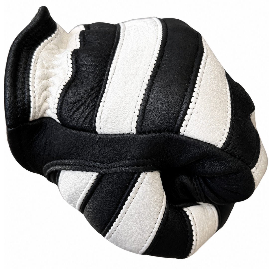 Legendary 'Jail Break' Black/White Deerskin Short Wrist Touchscreen Motorcycle Gloves