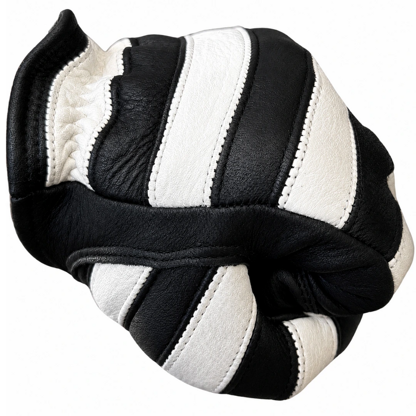 Jail Break Black/White Gloves in black deerskin made in USA, a motorcycle glove — view 2 of 4