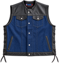 Size: 2XL Blue Denim & Leather Motorcycle Vest Final Sale Ships Same Day