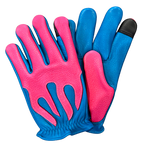 Legendary 'Spitfire' Neon Blue/Neon Pink Deerskin Short Wrist Touchscreen Motorcycle Gloves