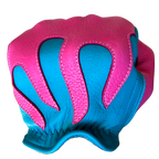Legendary 'Spitfire' Neon Blue/Neon Pink Deerskin Short Wrist Touchscreen Motorcycle Gloves