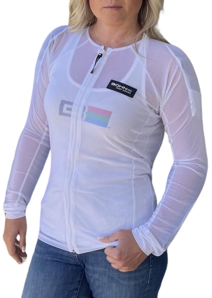 Bohn Women's Summer Mesh Riding Shirt Shell – White - Legendary USA