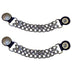 Genuine Buffalo Nickel vest extenders pair with metal chain and snap closure for motorcycle vests, made in USA