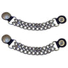 Genuine Buffalo Nickel vest extenders pair with metal chain and snap closure for motorcycle vests, made in USA