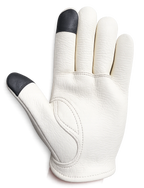 Cadbury White Touchscreen Gloves in black deerskin made in USA, a motorcycle glove