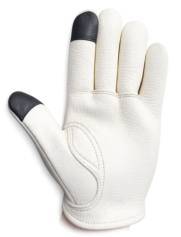 Cadbury White Touchscreen Gloves in black deerskin made in USA, a motorcycle glove