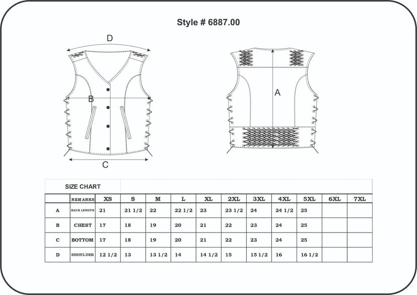 Detail view of Candy - Womens Premium Leather Vest, showing detailed construction features