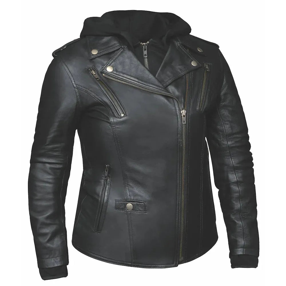 Main product view of Unik leather motorcycle jacket, displayed flat for product detail