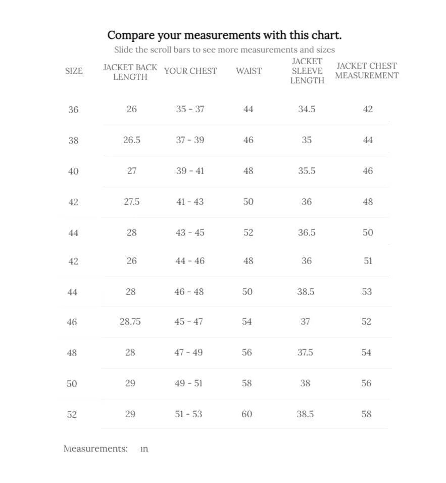 Cockpit USA Men's B-6 Shearling Bomber Jacket size chart
