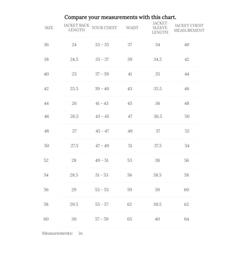 Cockpit USA Mens US Navy Carrier Pilot Jacket — size chart