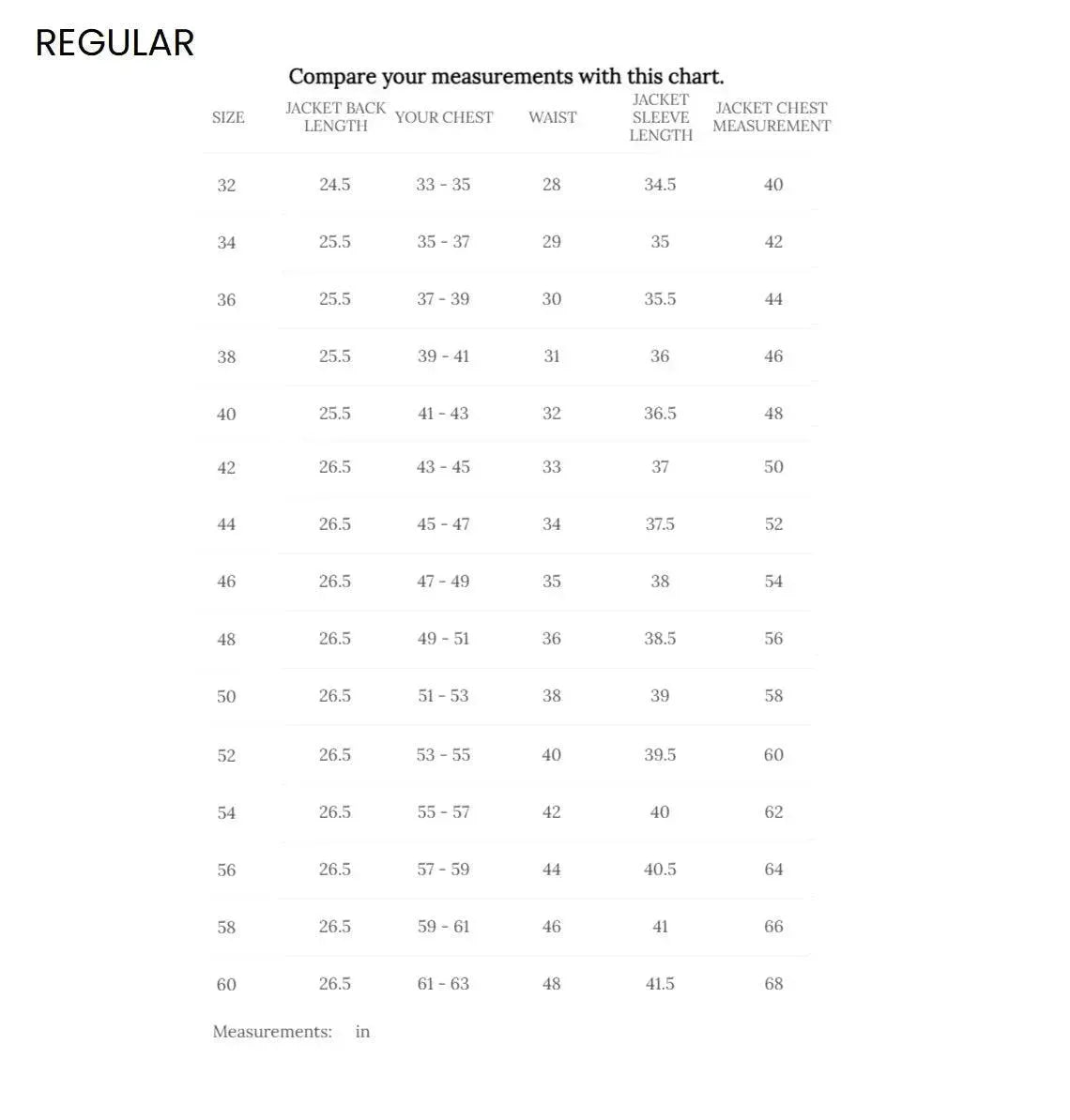Cockpit USA Mens Horsehide A-2 Leather Flight Jacket size chart