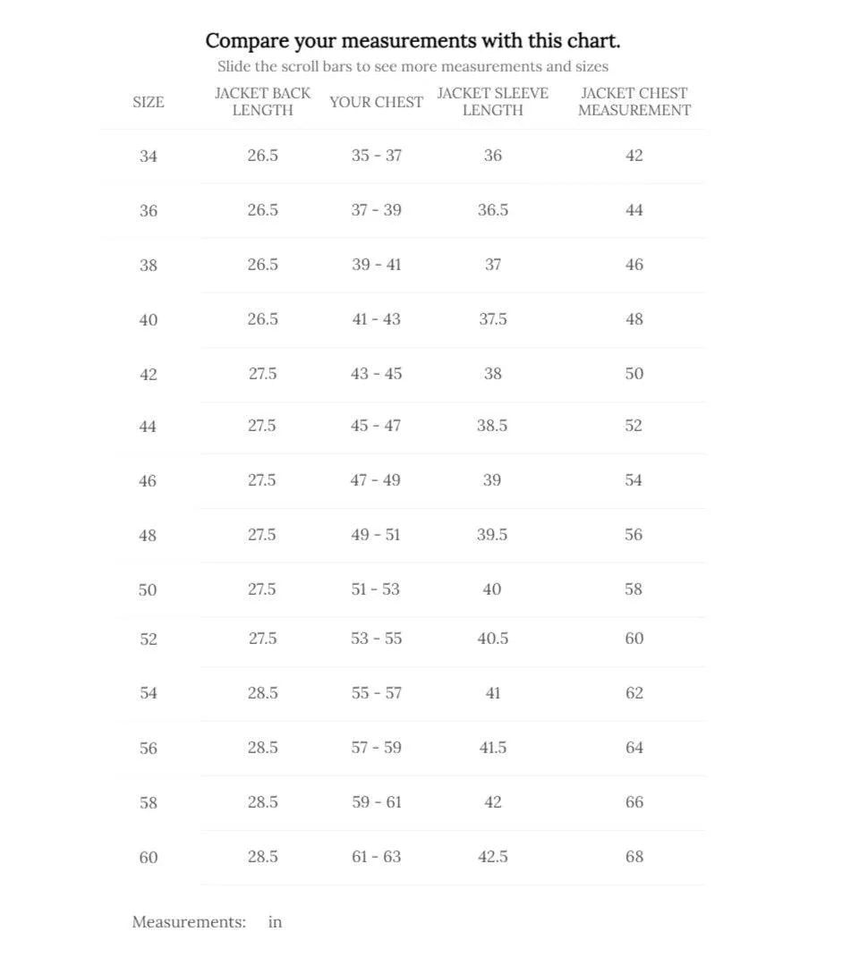 Cockpit USA U.S.A.F. 21st. Century A-2 Jacket - Black size chart