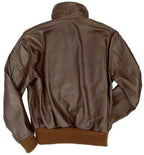 Back view of Cockpit USA Men's Horsehide A-2 leather flight jacket, premium product detail