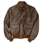 Front view of Cockpit USA Men's Horsehide A-2 leather flight jacket, made in USA