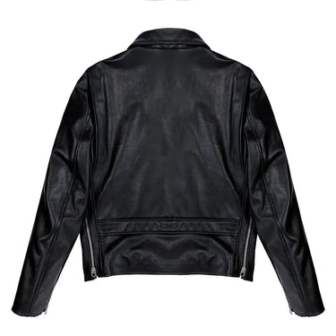 Back view of the Cockpit USA Limited Edition Motorcycle Jacket in black leather.