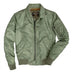 Cockpit USA M-86 Flight Bomber Jacket in sage green, front view showing angled pockets and zip sleeve pocket.