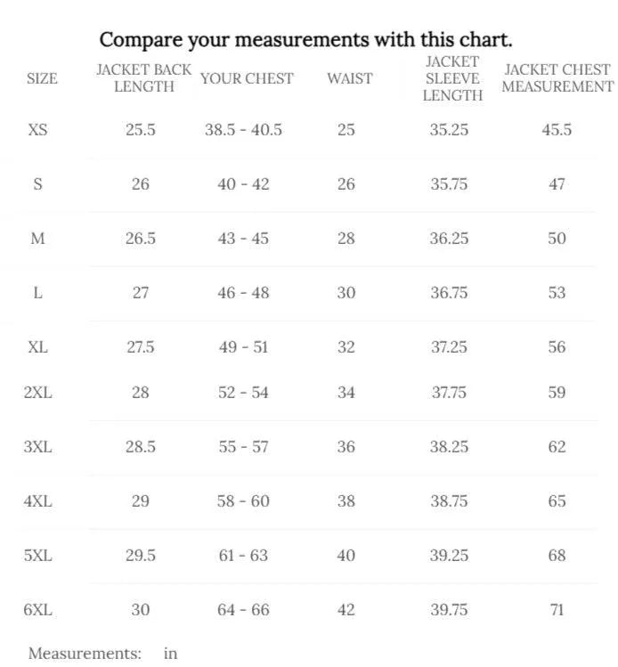 Cockpit USA Mens 100 Mission A-2 Lambskin Leather Flight Jacket size chart