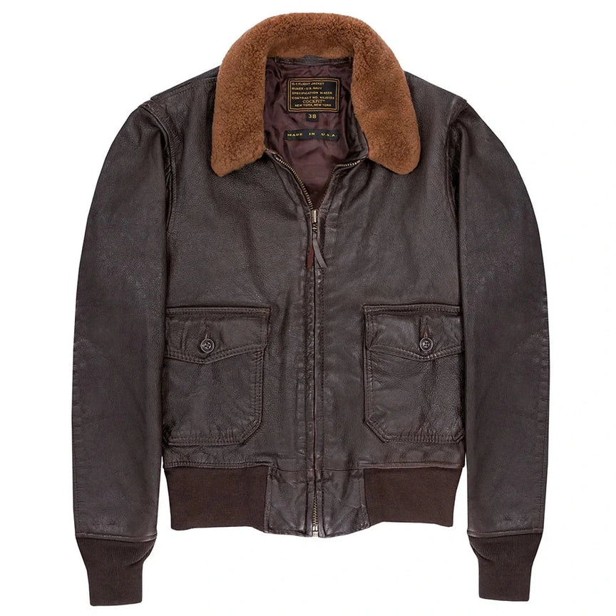 Cockpit USA Men's 100 Mission G-1 Aviator Leather Flight Jacket