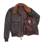 Front view of Cockpit USA Men's 100 Mission G-1 Aviator Leather Flight Jacket, made in USA
