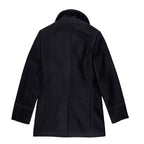 Close-up of inner labels and camo detailing in the Cockpit USA Men's Admiral USN Peacoat.