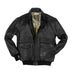 Front view of Cockpit USA Men's Antique Lambskin Leather A-2 Flight Jacket in black