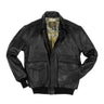 Front view of Cockpit USA Men's Antique Lambskin Leather A-2 Flight Jacket in black
