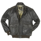 Front view of Cockpit USA Men's Antique Lambskin A-2 Flight Jacket in brown leather