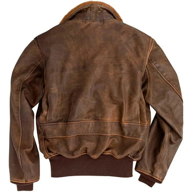 Back view of a Cockpit USA men's Avenger vintage G-1 leather flight jacket