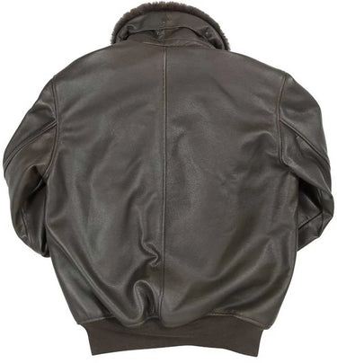 Back view of Cockpit USA Men's B-15 Cowhide Flight Jacket in brown leather