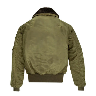 Cockpit USA Men's B-15 bomber jacket in sage green, back view