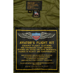 Cockpit USA Men's B-15 bomber jacket close-up of Aviator’s Flight Kit interior label