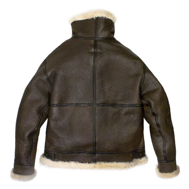 Back view of Cockpit USA Original B-3 Sheepskin Bomber Jacket with panel construction