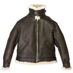 Close-up of throat latch and collar buckle on Cockpit USA Original B-3 Sheepskin Jacket