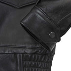 Close-up of sleeve cuff and stitching on Cockpit USA A-2 leather jacket