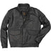 Front view of Cockpit USA black A-2 leather jacket without fur collar