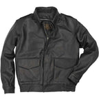 Front view of Cockpit USA black A-2 leather jacket without fur collar