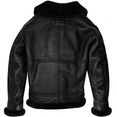 Back view of Cockpit USA Black B-3 Sheepskin Jacket