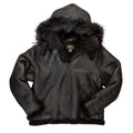 Cockpit USA Men's Black B-3 Hooded Sheepskin Bomber Jacket