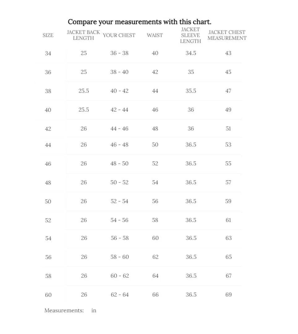 Cockpit USA Men's Black B-3 Sheepskin Bomber Jacket size chart
