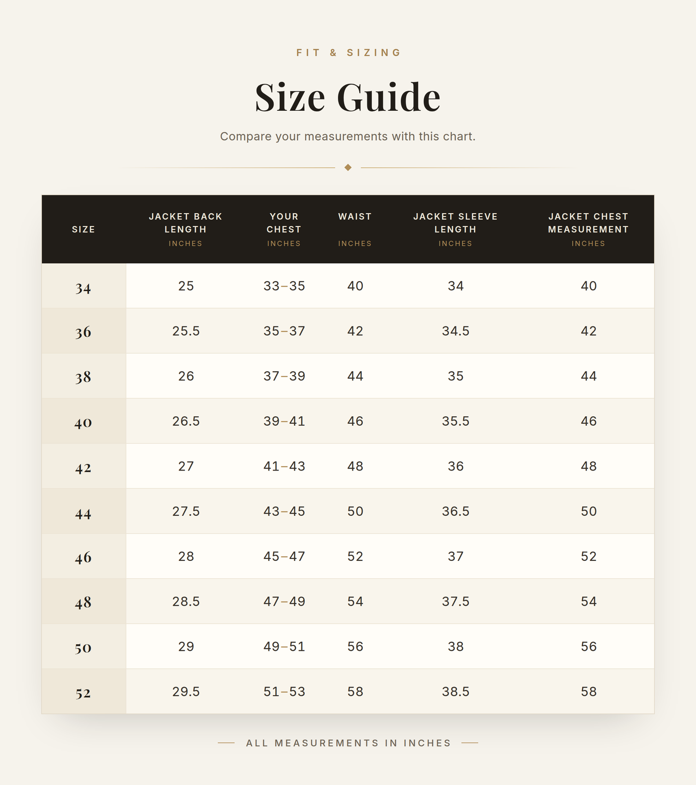 Cockpit USA Men's Champ Sheepskin Bomber Jacket | Made In USA size chart