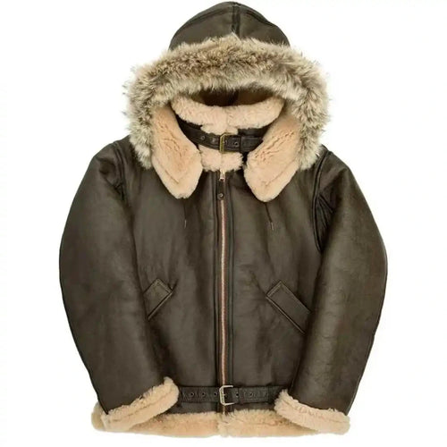 Cockpit USA Men’s Dunkirk Hooded R.A.F. Sheepskin Bomber Jacket | Made in USA