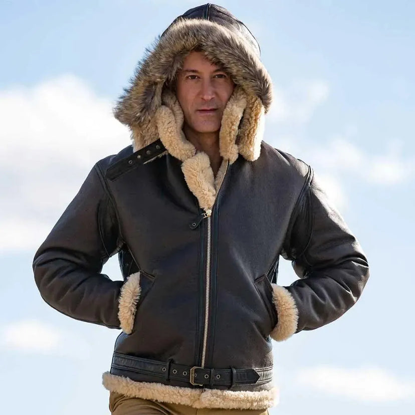 Hood up, against the worst of it