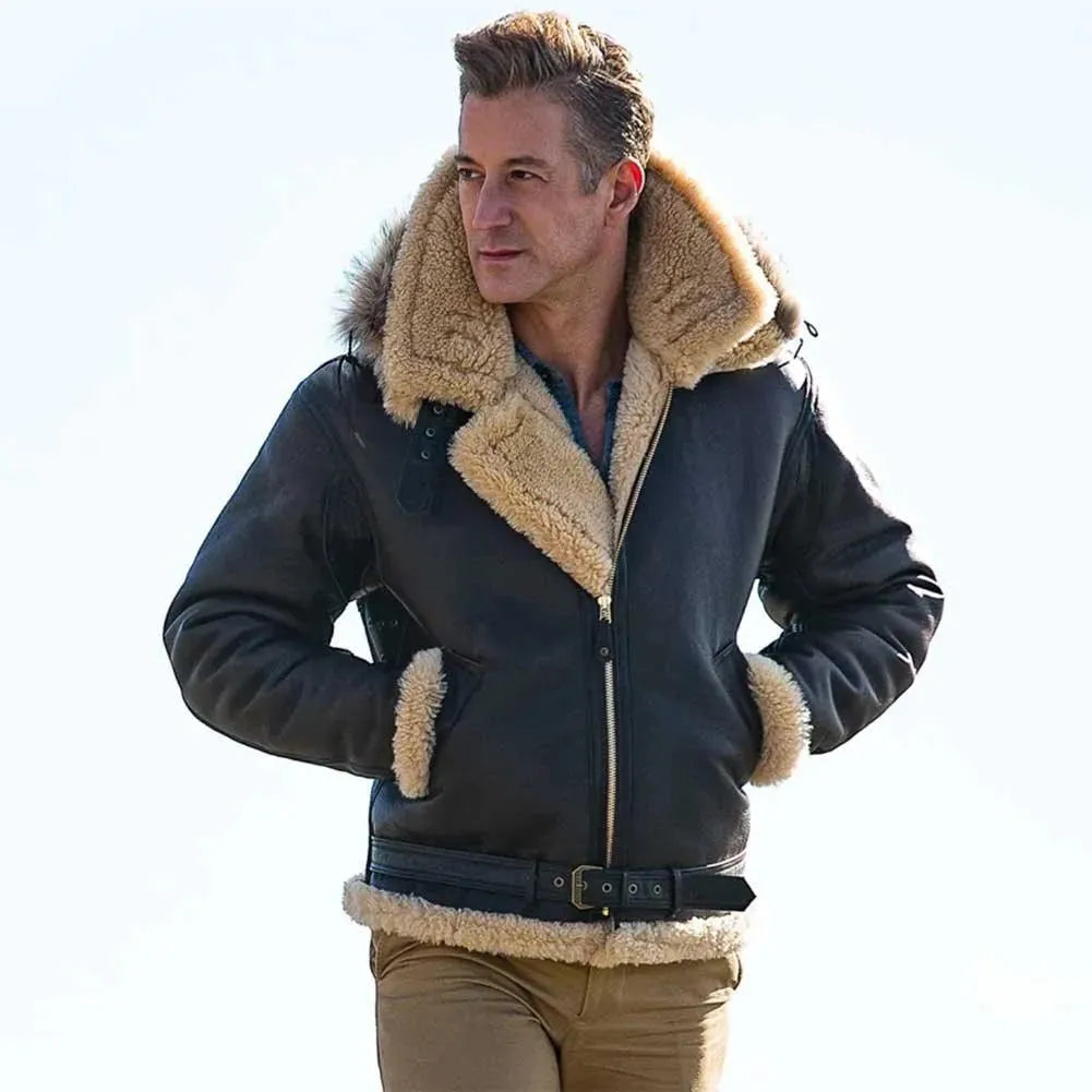 Cockpit USA Men’s Dunkirk Hooded R.A.F. Sheepskin Bomber Jacket | Made in USA