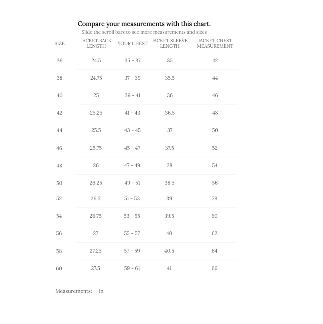 Cockpit USA Men's Flying Tigers Horsehide A-2 Flight Jacket size chart