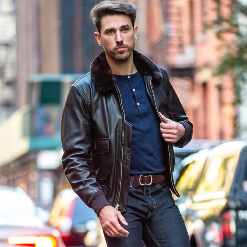 USN G1 Leather Flight Jacket | Men's Goatskin Leather Jacket