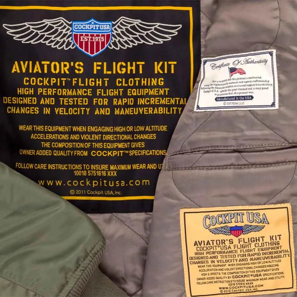 The Aviator's Flight Kit interior label