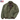 View of the front of a olive green Cockpit USA men's military spec cold weather flight jacket with a made in USA flag logo at the top left corner 