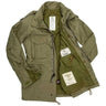 Interior view of Cockpit USA Men's M65 Field Jacket showing tags and inner lining