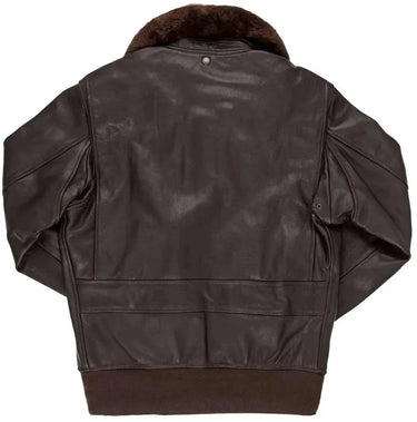 Back view of Cockpit USA Men's Modified G-1 Leather Flight Jacket showing panel stitching