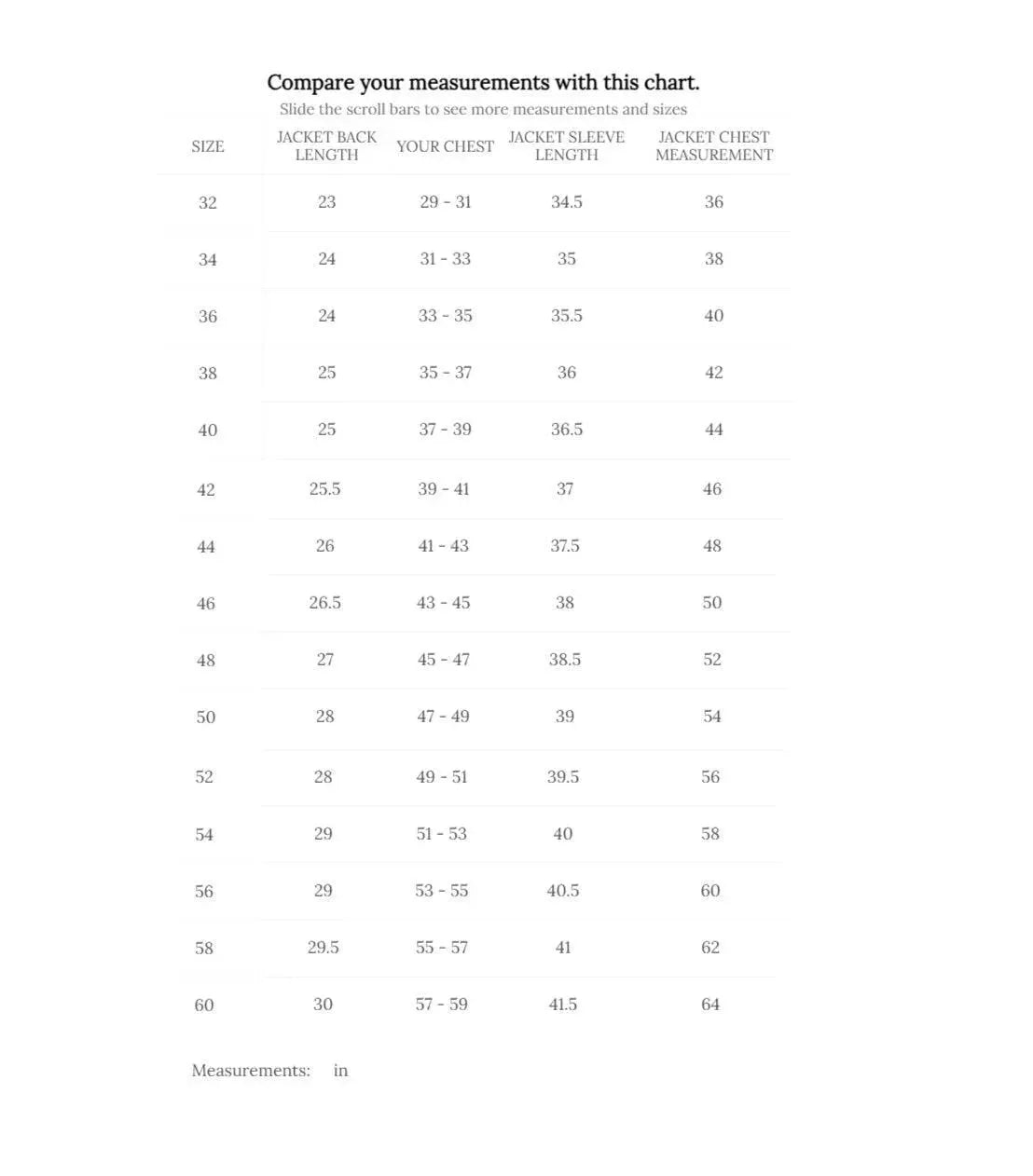Cockpit USA Men's Modified G-1 Goatskin Leather Flight Jacket — size chart